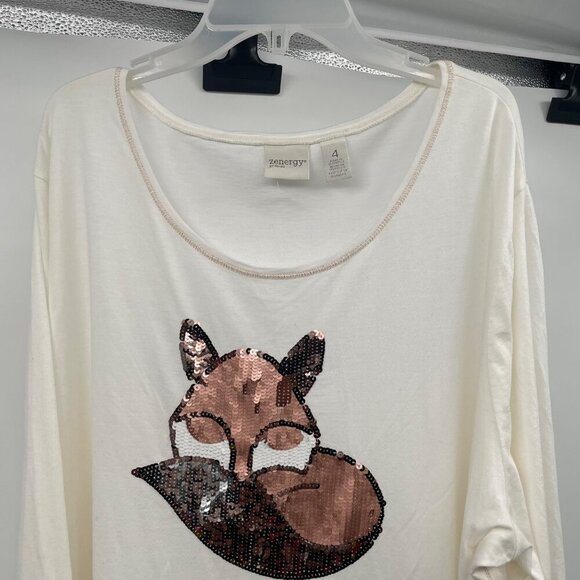 Zenergy by Chicos Womens Sequined Top Long Sleeve Multicolor Size XXL - Picture 2 of 9